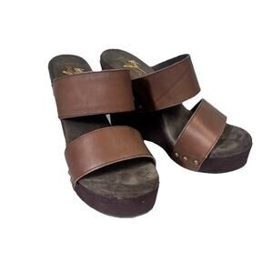 VERY VOLATILE Karma Wedge Platform Heels Shoes size 8 Brown Leather Strappy